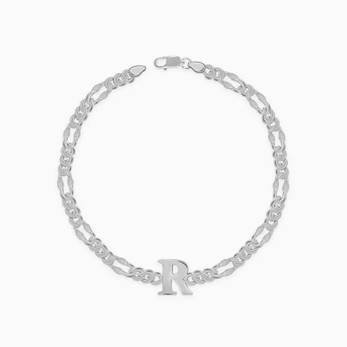 Silver Personalised Alpha Initial Bracelet For Him