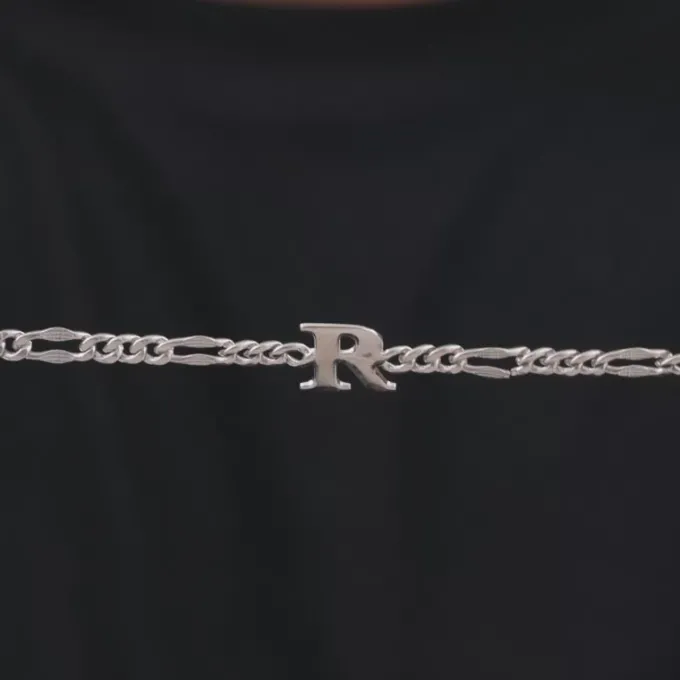 Silver Personalised Alpha Initial Bracelet For Him