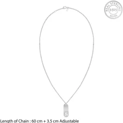 Silver Personalised Alpha Tag Initial Pendant For Him