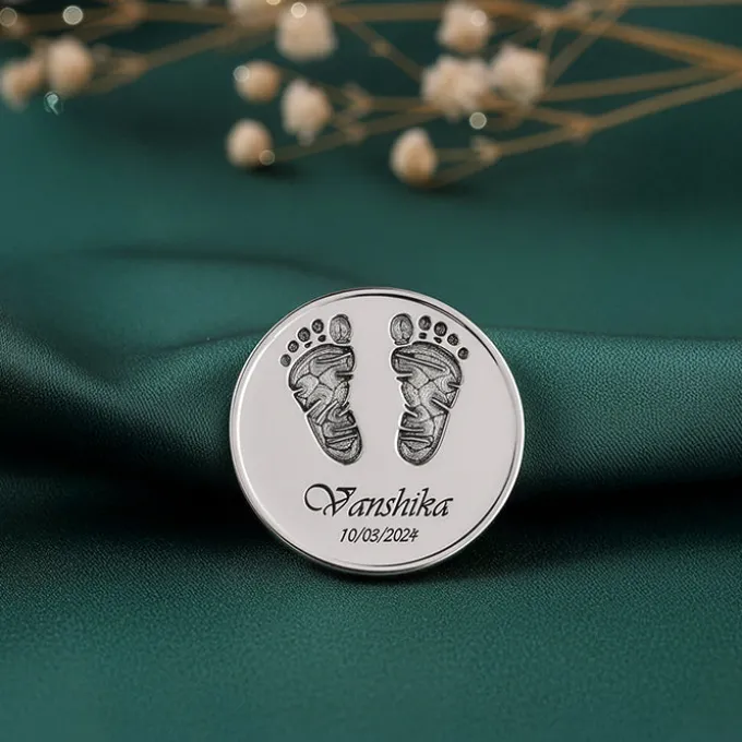 Silver Personalised Baby Birthday Coin