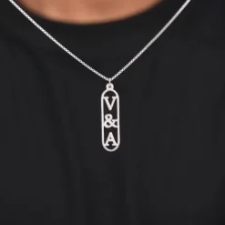 Silver Personalised Bar Initial Pendant For Him