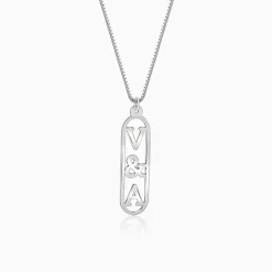 Silver Personalised Bar Initial Pendant For Him