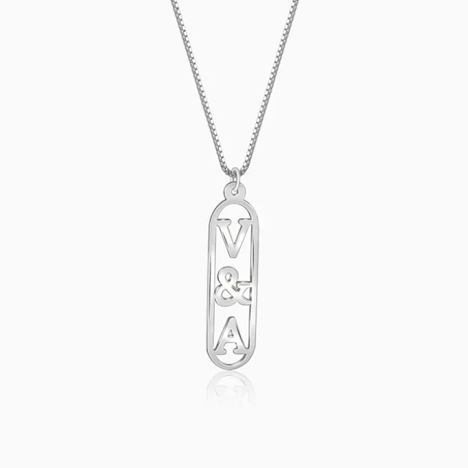 Silver Personalised Bar Initial Pendant For Him