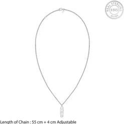 Silver Personalised Bar Initial Pendant For Him