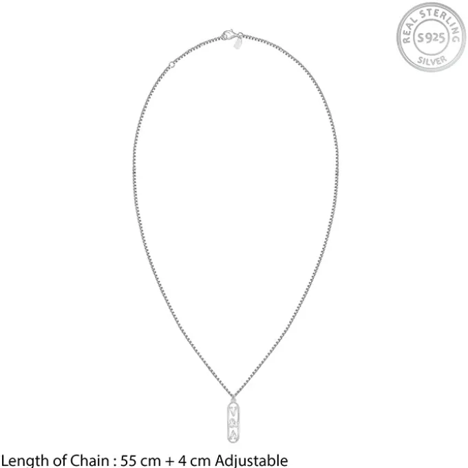 Silver Personalised Bar Initial Pendant For Him