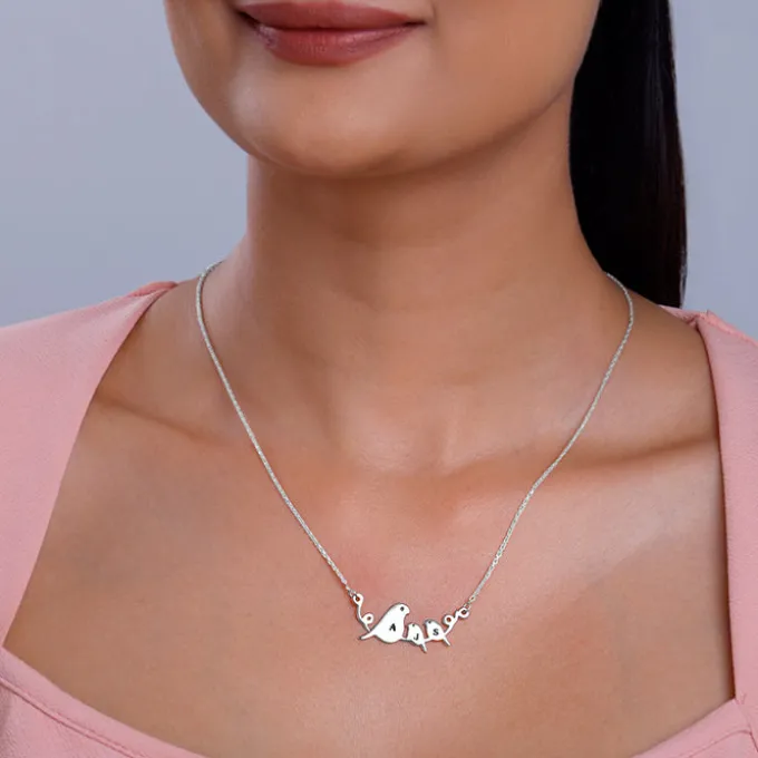 Silver Personalised Birdie Initial Necklace