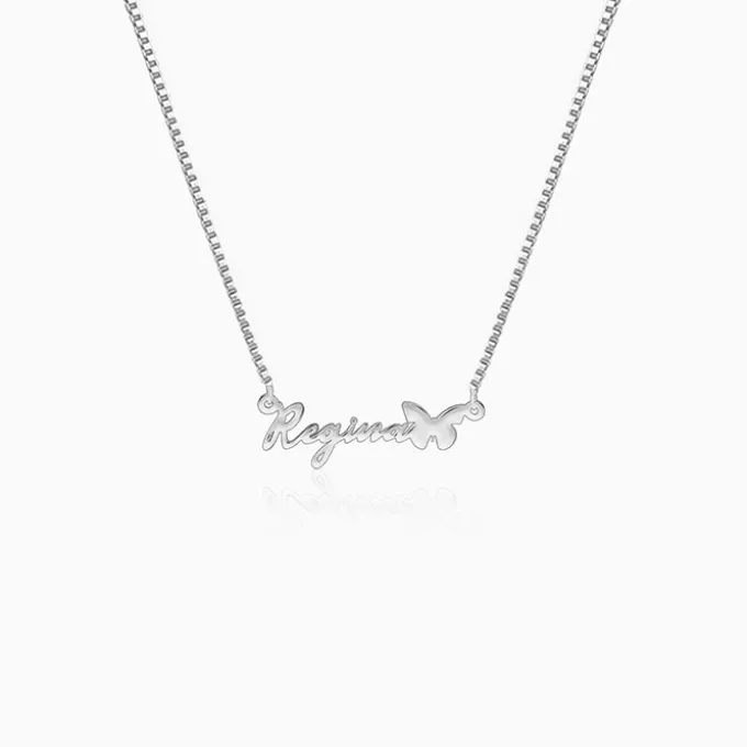 Silver Personalised Butterfly Pendant