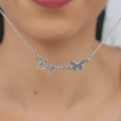 Silver Personalised Butterfly Pendant