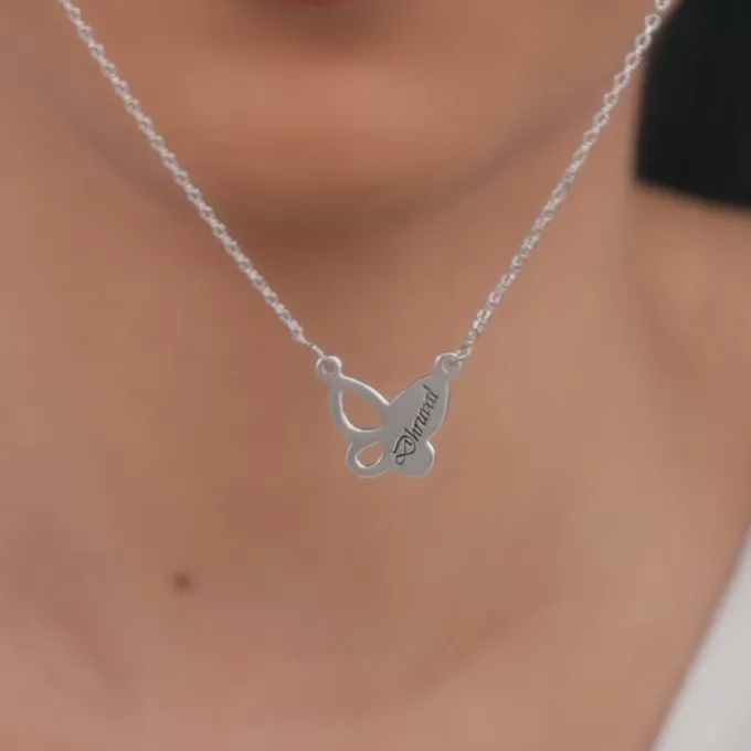 Silver Personalised Butterfly Necklace