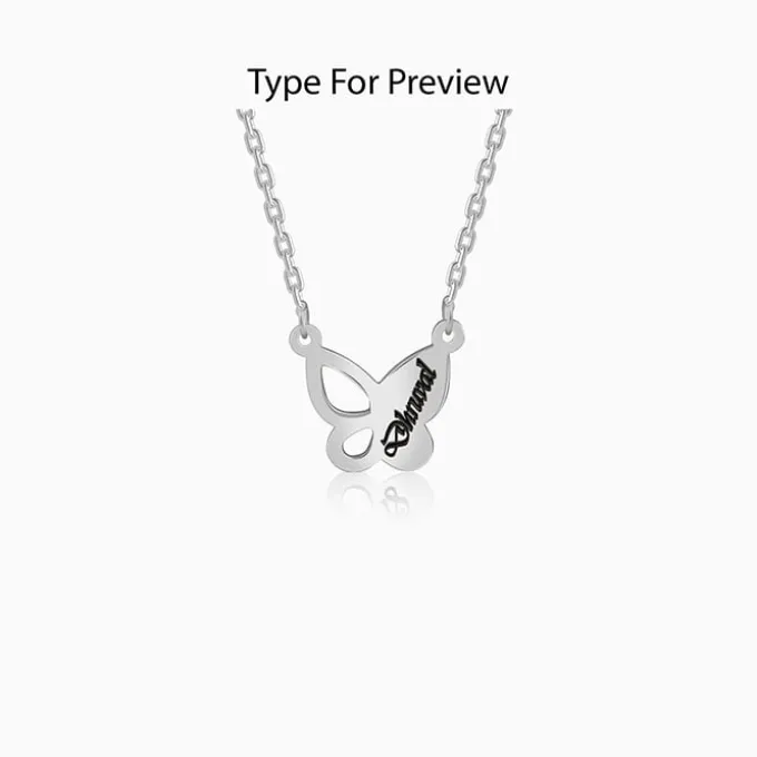 Silver Personalised Butterfly Necklace