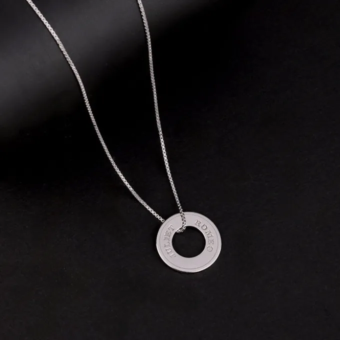 Silver Personalised Circular Pendant For Him