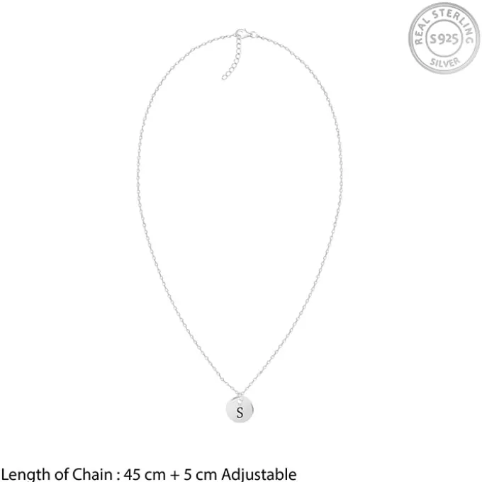 Silver Personalised Classic Initial Pendant with Link Chain
