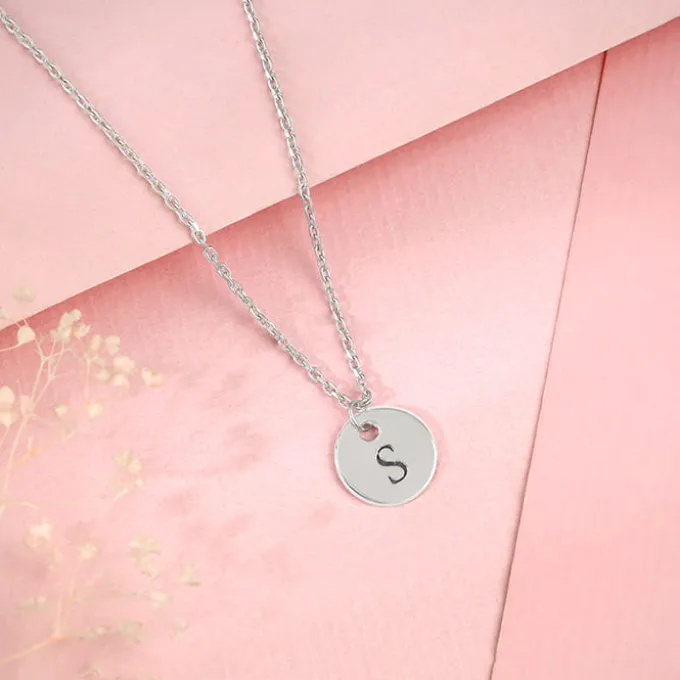 Silver Personalised Classic Initial Pendant with Link Chain