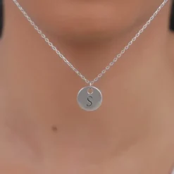 Silver Personalised Classic Initial Pendant with Link Chain