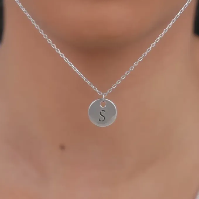 Silver Personalised Classic Initial Pendant with Link Chain