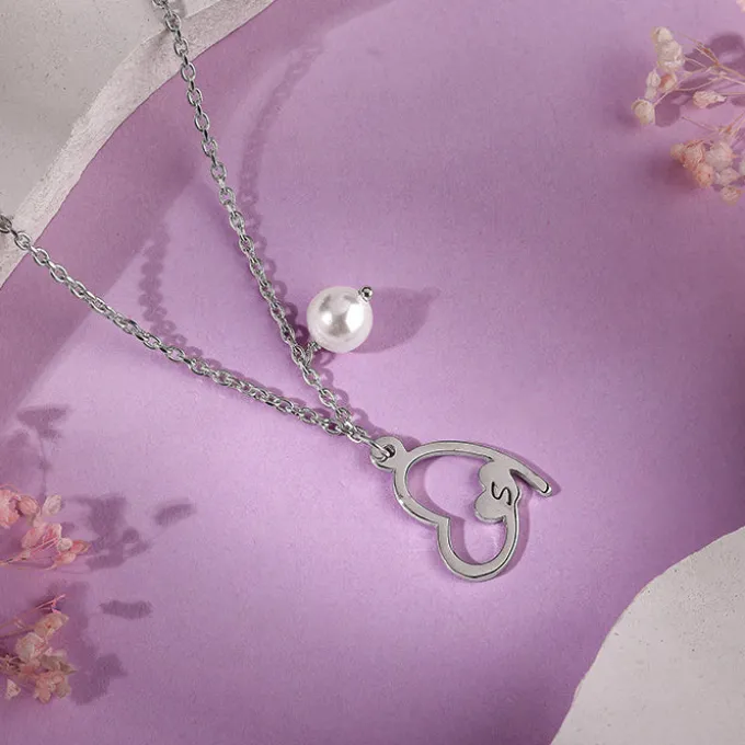 Silver Personalised Classic Heart Necklace