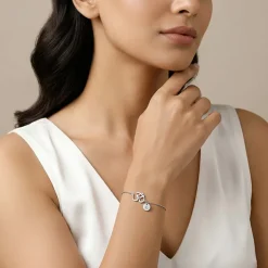 Silver Personalised Classy Om Heartbeat Bracelet
