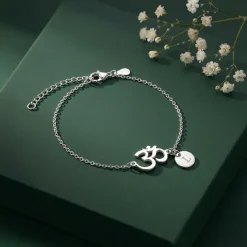 Silver Personalised Classy Om Heartbeat Bracelet