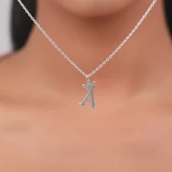 Silver Personalised Crown Initial Pendant