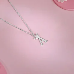 Silver Personalised Crown Initial Pendant