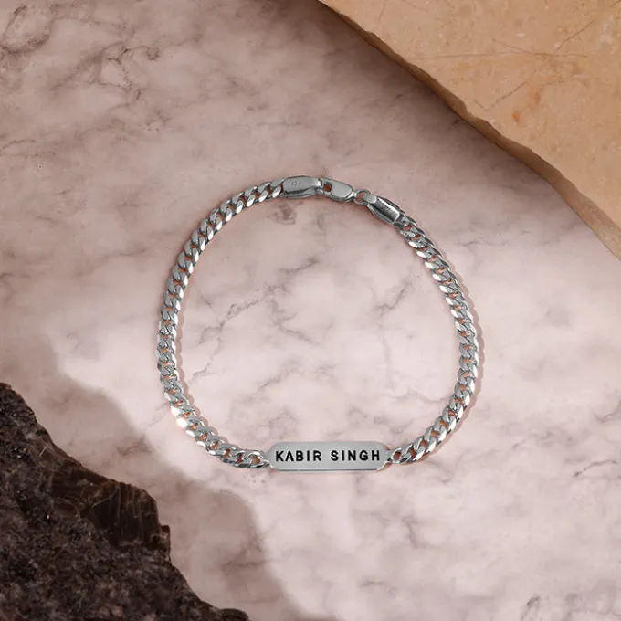 Silver Personalised Cuban Bracelet for Him