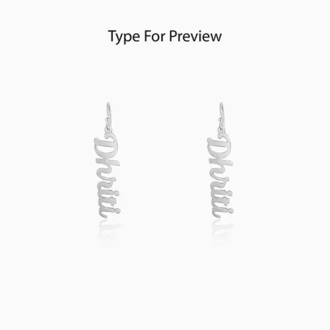 Silver Personalised Cursive Name Earrings
