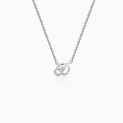 Silver Personalised Cursive Initial Necklace