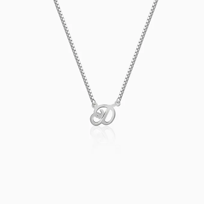 Silver Personalised Cursive Initial Necklace