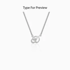 Silver Personalised Cursive Initial Necklace
