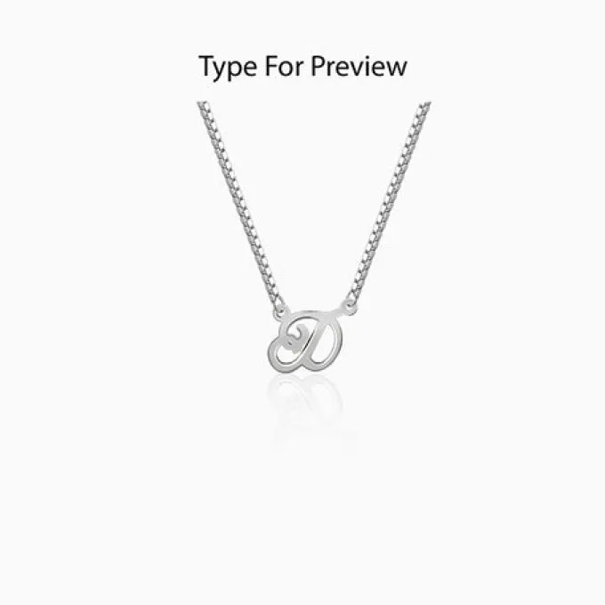 Silver Personalised Cursive Initial Necklace