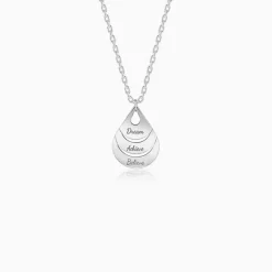 Silver Personalised Dreamy Teardrop Pendant With Link Chain
