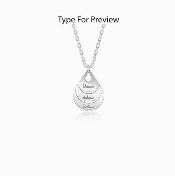 Silver Personalised Dreamy Teardrop Pendant With Link Chain