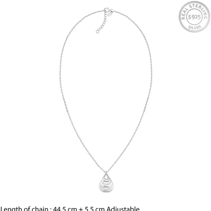 Silver Personalised Dreamy Teardrop Pendant With Link Chain