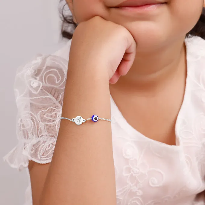 Silver Personalised Envy Gaze Kids Bracelet (2 - 8 Years)