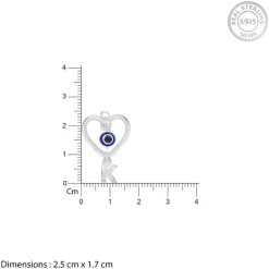Silver Personalised Evil Eye Heart Initial Pendant