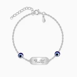 Silver Personalised Evil Eye Name Bracelet