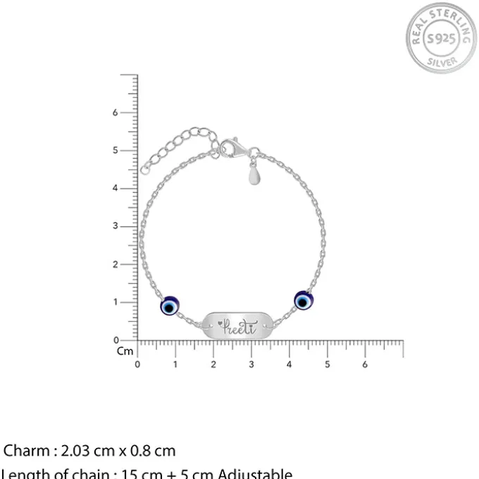 Silver Personalised Evil Eye Name Bracelet