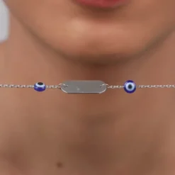 Silver Personalised Evil Eye Name Bracelet