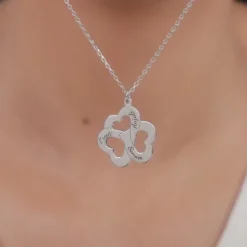 Silver Personalised Floral Love Name Necklace