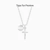 Silver Personalised Halo Cross Pendant With Link Chain
