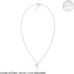 Silver Personalised Halo Cross Pendant With Link Chain