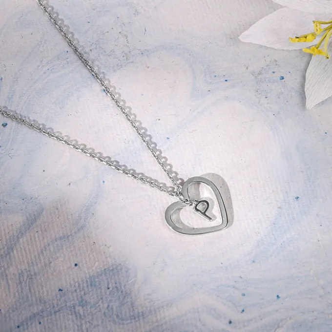 Silver Personalised Heart of Initial Pendant