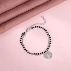Silver Personalised Heartfelt Initial Mangalsutra Bracelet