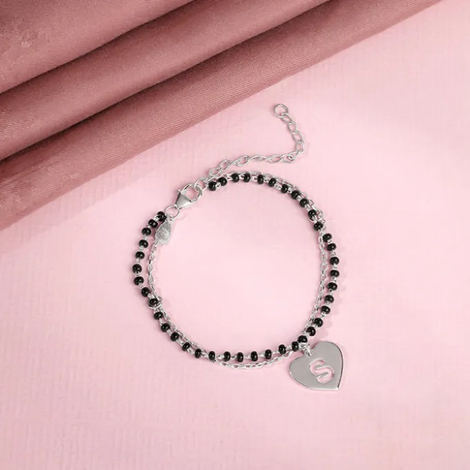 Silver Personalised Heartfelt Initial Mangalsutra Bracelet