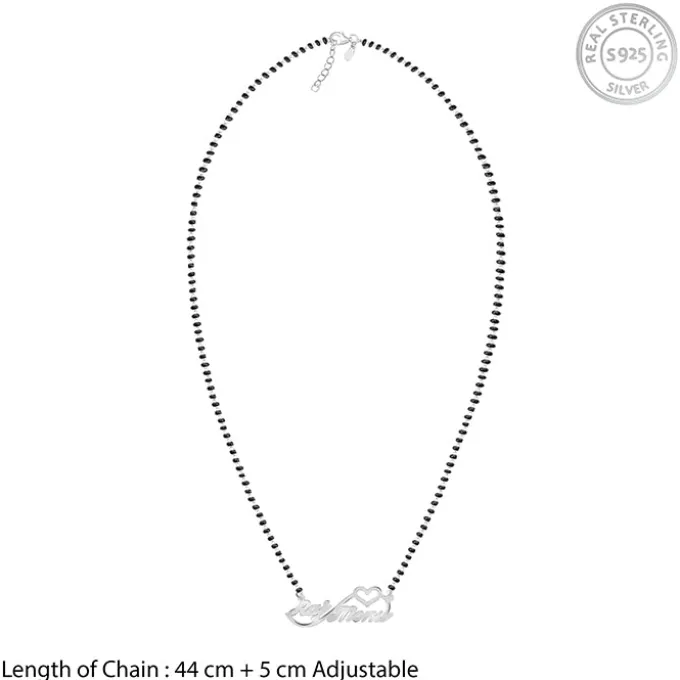 Silver Personalised Heart Name Mangalsutra