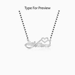 Silver Personalised Heart Name Mangalsutra