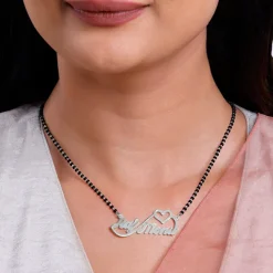 Silver Personalised Heart Name Mangalsutra