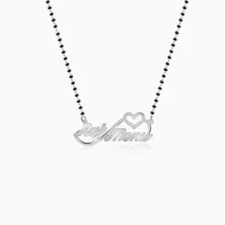 Silver Personalised Heart Name Mangalsutra