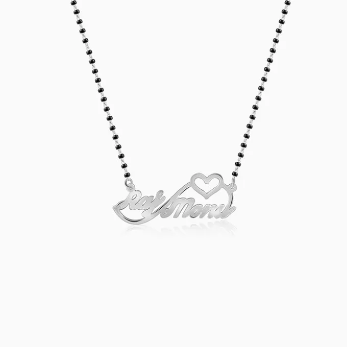 Silver Personalised Heart Name Mangalsutra