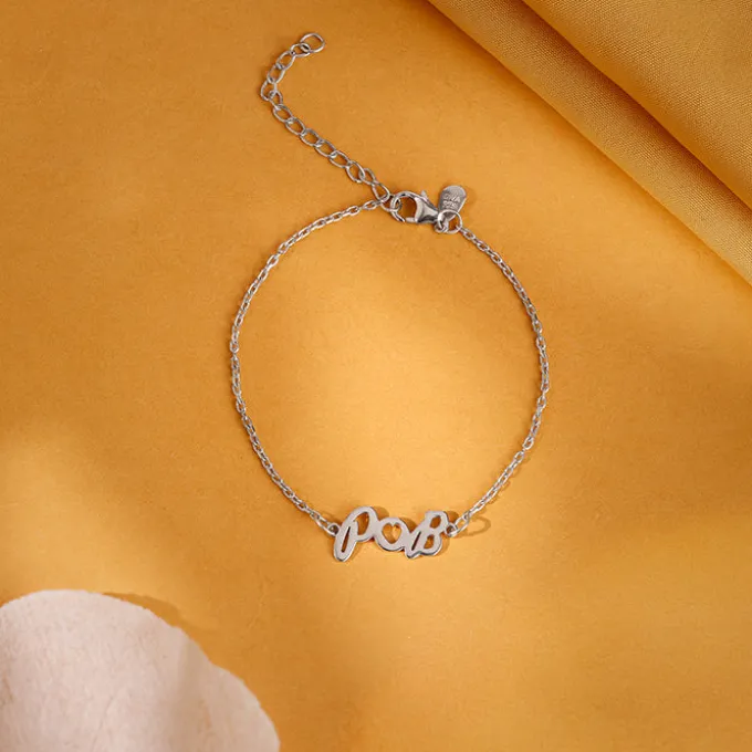 Silver Personalised Heart You Initial Bracelet